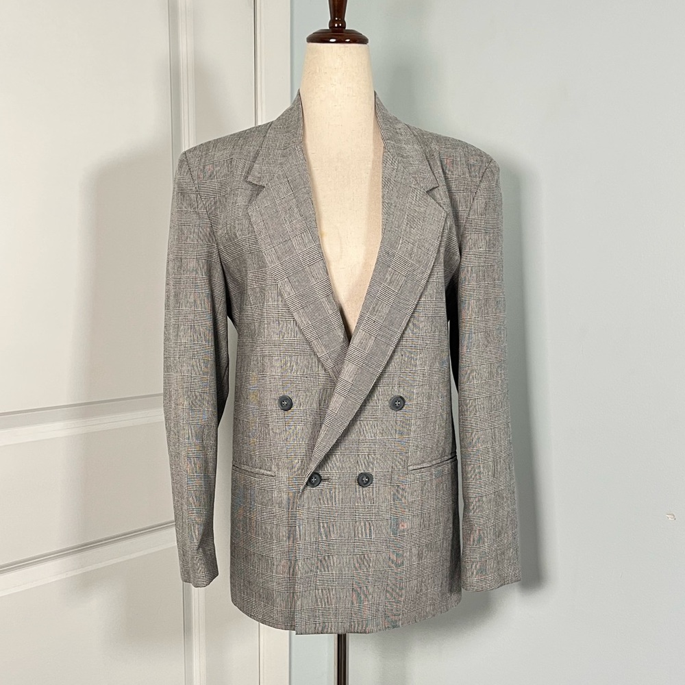 TFW Boyz vintage double breasted glen check plaid jacket - Picture 8 of 15